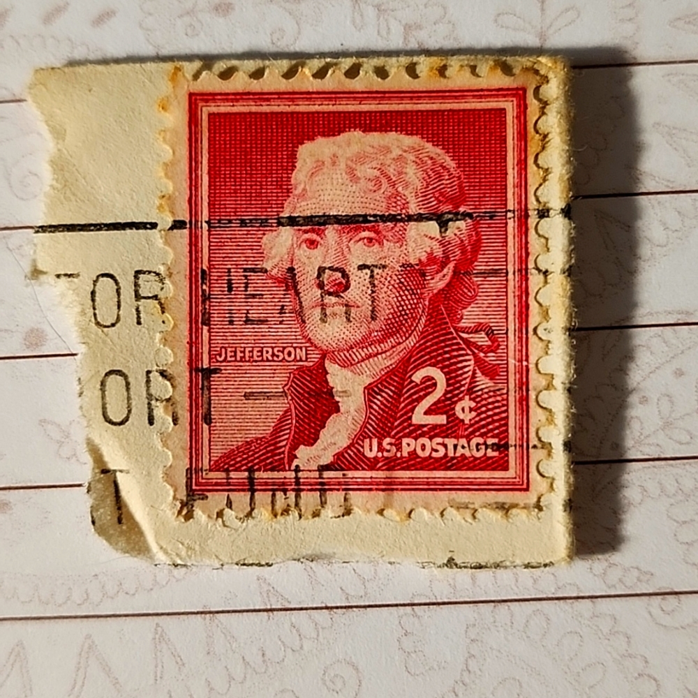 Rare Thomas Jefferson 1954 two cent red postage stamp